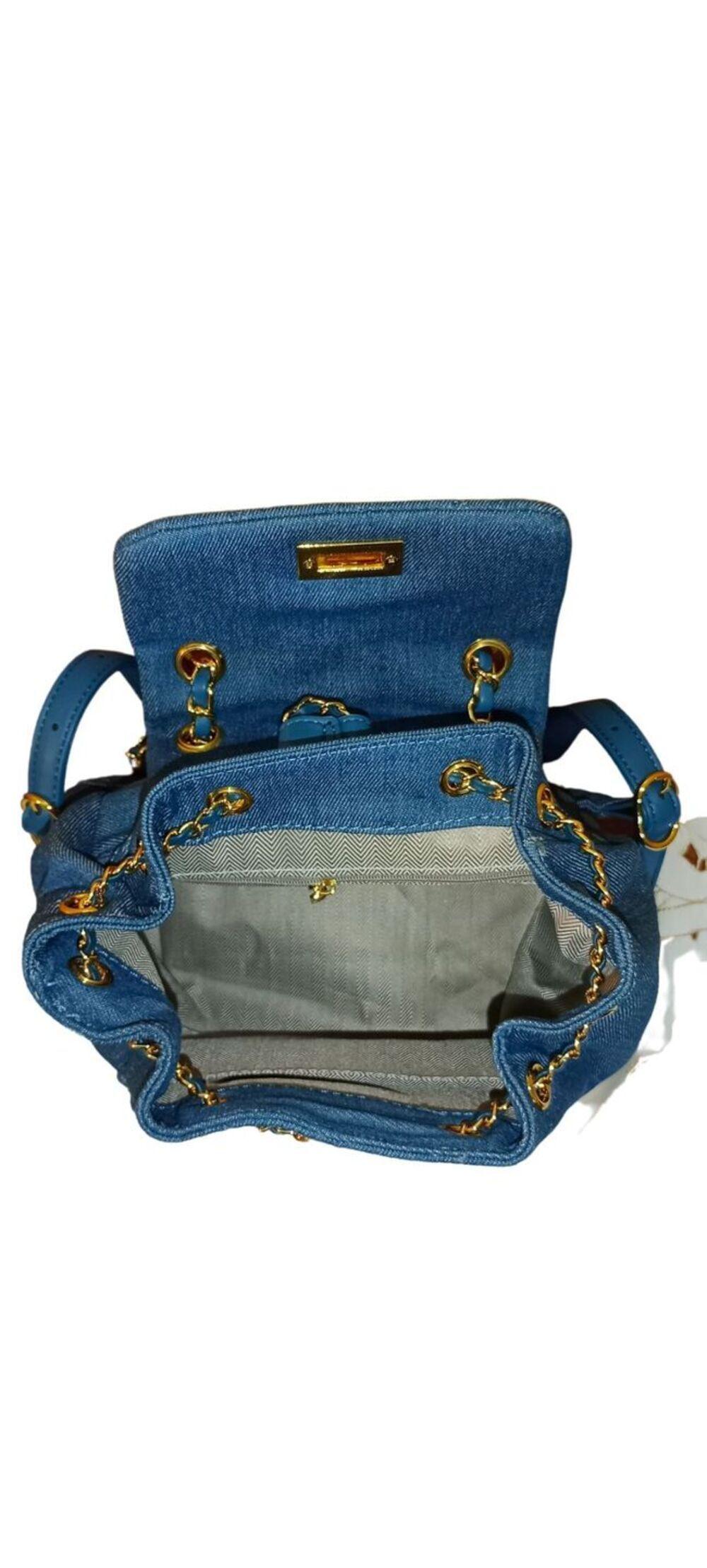 Cartera Mochila Azul Con Tapa-3