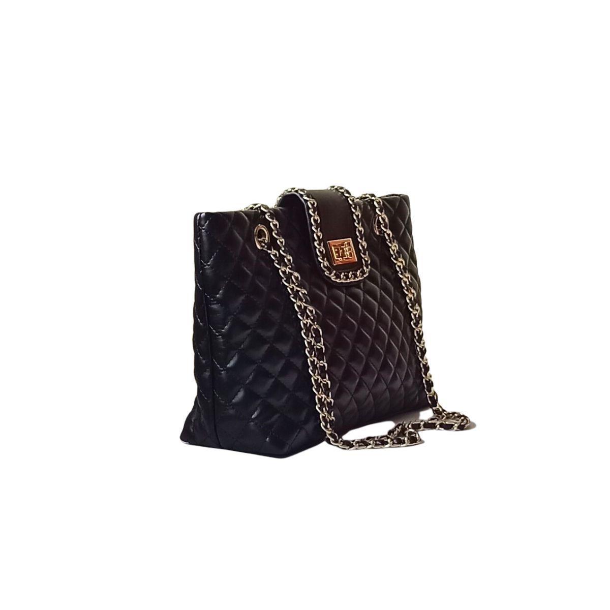Cartera negra Grande Con Cadena-1