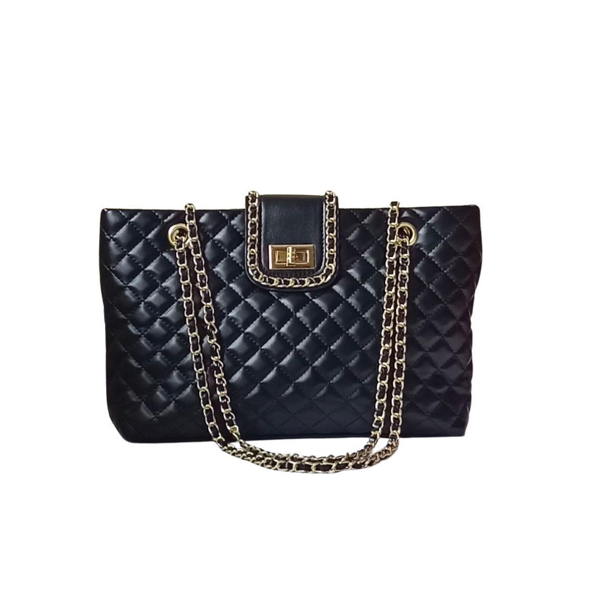 Cartera negra Grande Con Cadena-0