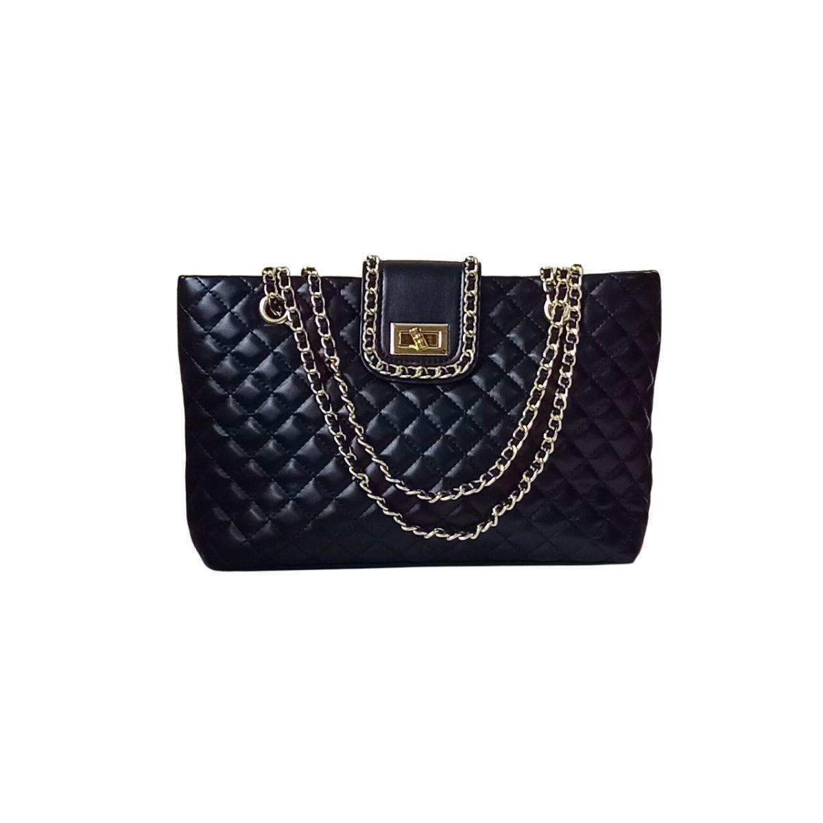 Cartera negra Grande Con Cadena-3