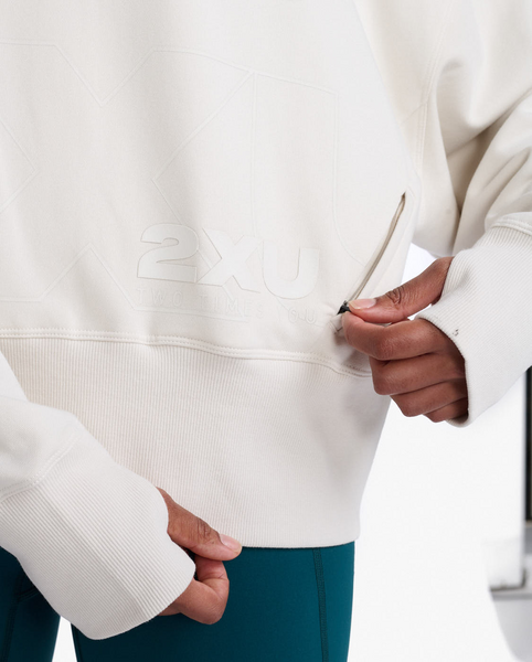 Poleron Mujer Form Wide Hem Crew Off White/Off White - Blanco - 2XU-2