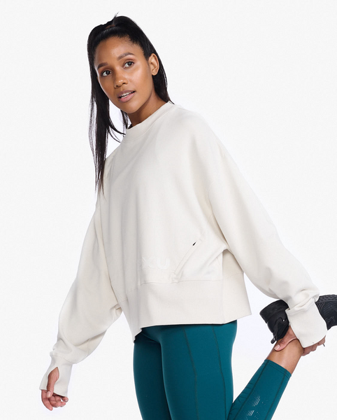 Poleron Mujer Form Wide Hem Crew Off White/Off White - Blanco - 2XU-0