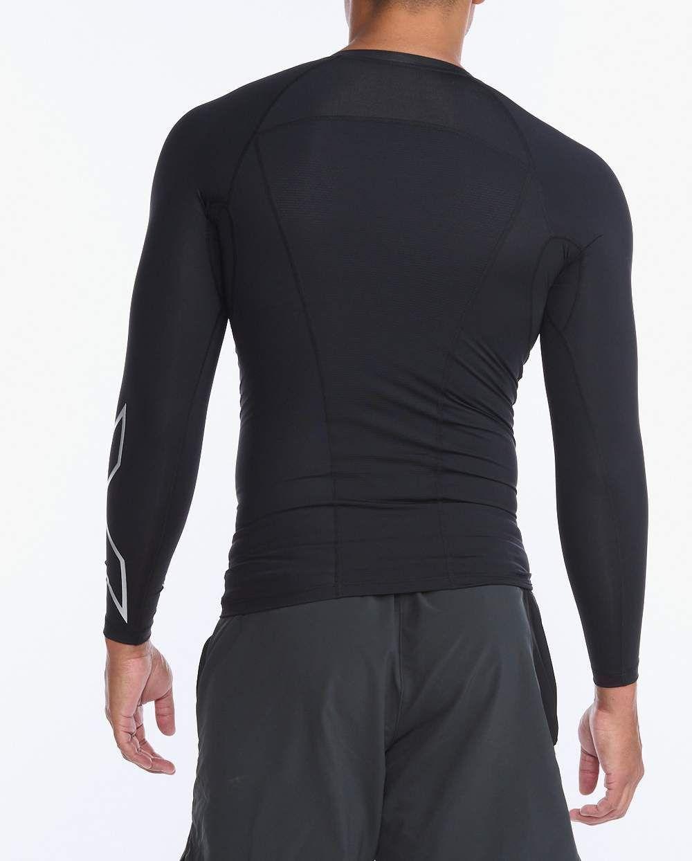 Polera Manga Larga Hombre Core Compression - Black/Silver - 2XU-1