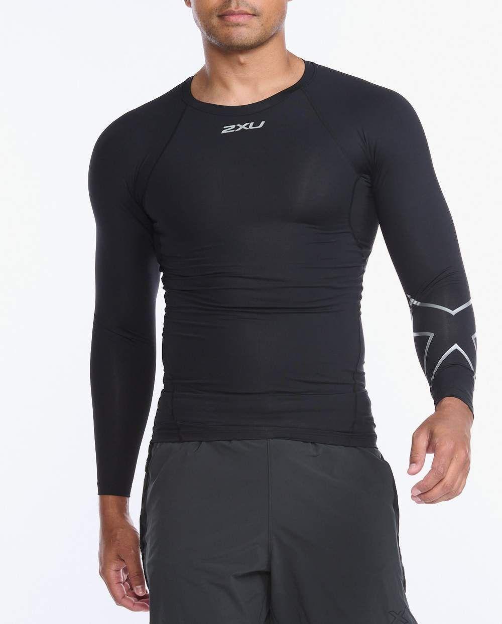 Polera Manga Larga Hombre Core Compression - Black/Silver - 2XU-0