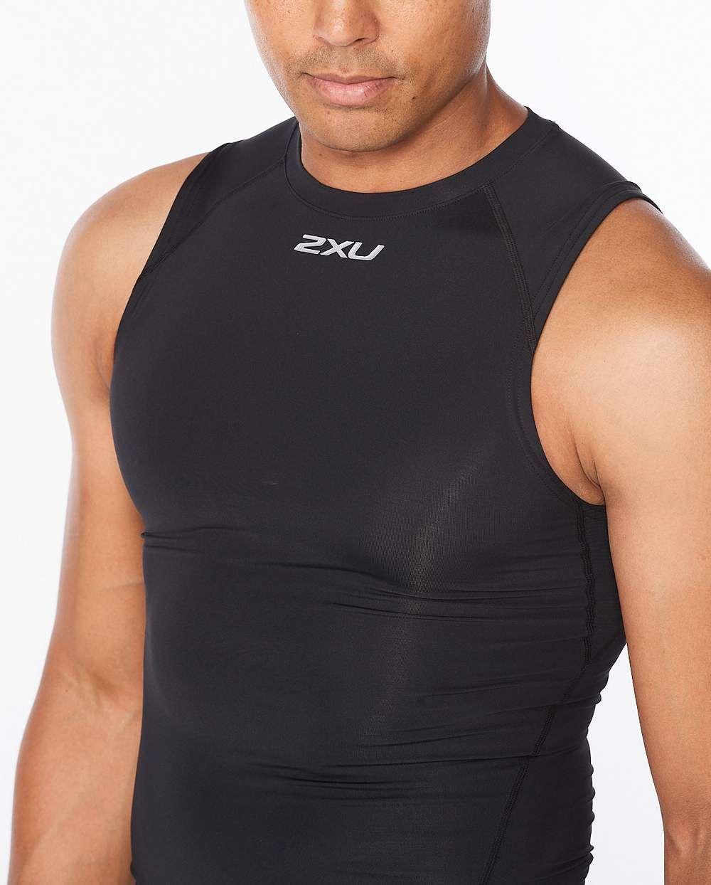 Polera Sin Mangas Core Compression - Black/Silver - 2XU-3
