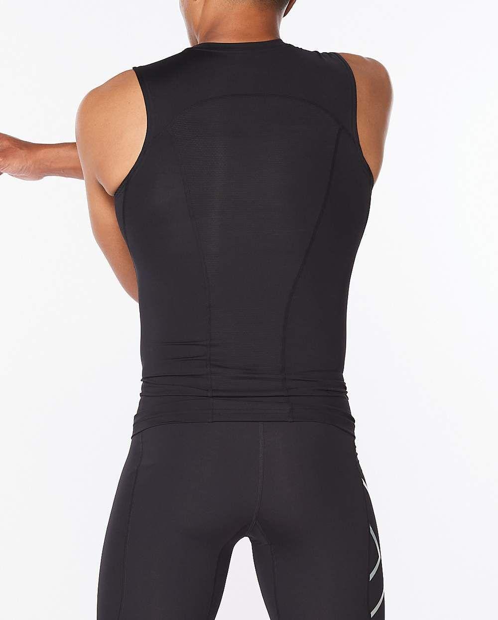 Polera Sin Mangas Core Compression - Black/Silver - 2XU-1