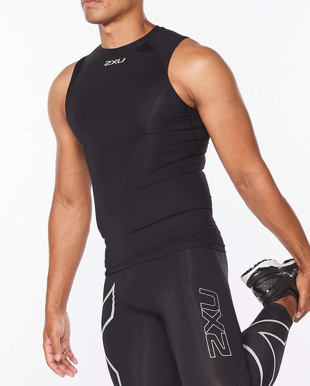 Polera Sin Mangas Core Compression - Black/Silver - 2XU-2