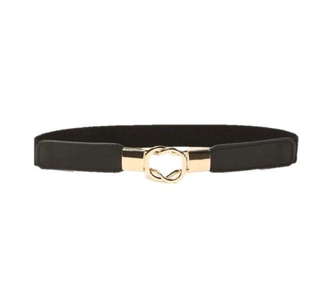 Cinturón mujer delgado elasticado ancho 2.5 cm diseño hebilla circular-0