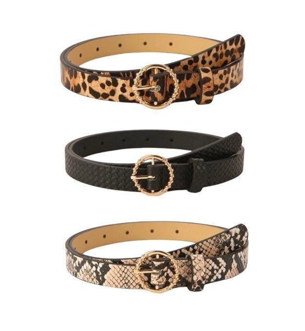 Pack cinturones mujer delgado ancho 2.5 cm diseño animal print hebilla tradicional-0