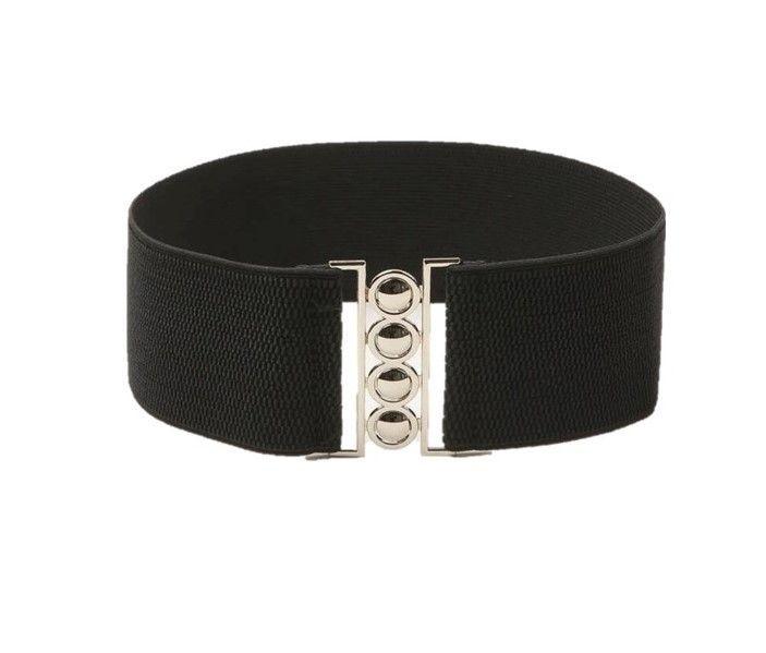 Cinturón mujer elásticado ancho 7.5 cm diseño hebilla gancho-0
