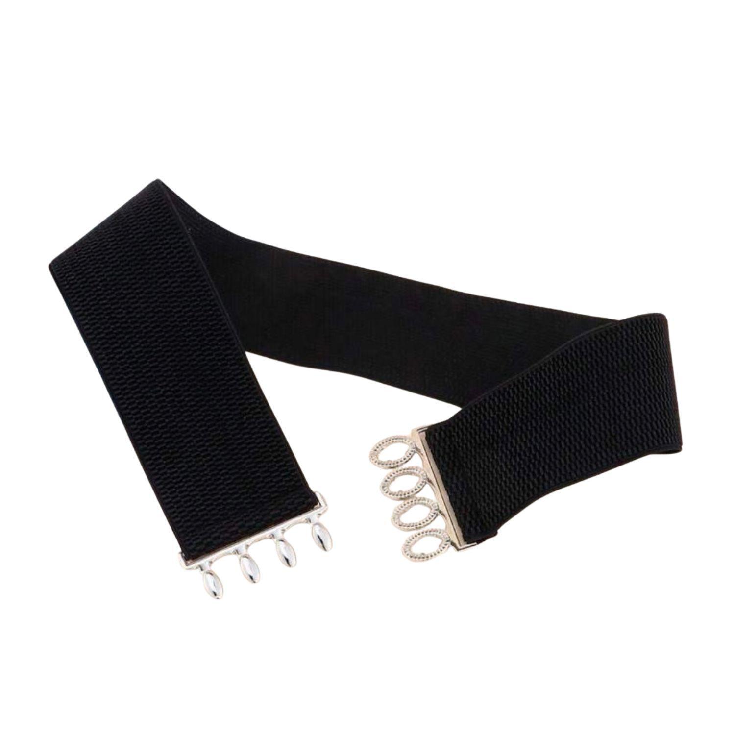 Cinturón mujer elasticado ancho 6 cm diseño hebilla gancho-1