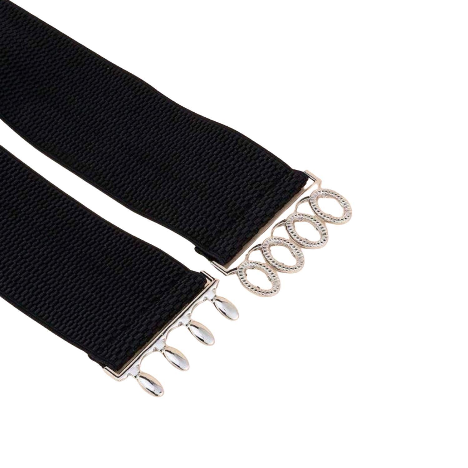Cinturón mujer elasticado ancho 6 cm diseño hebilla gancho-2