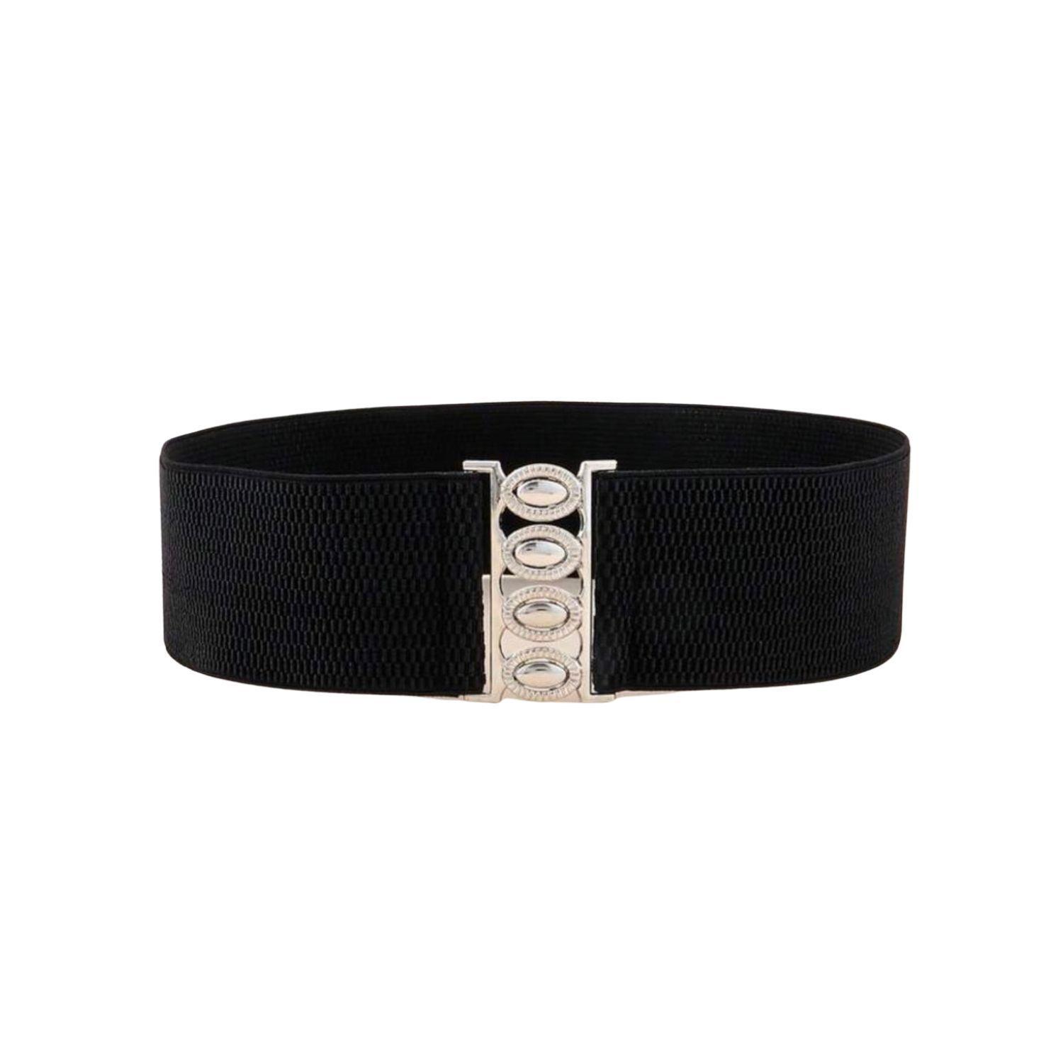 Cinturón mujer elasticado ancho 6 cm diseño hebilla gancho-3