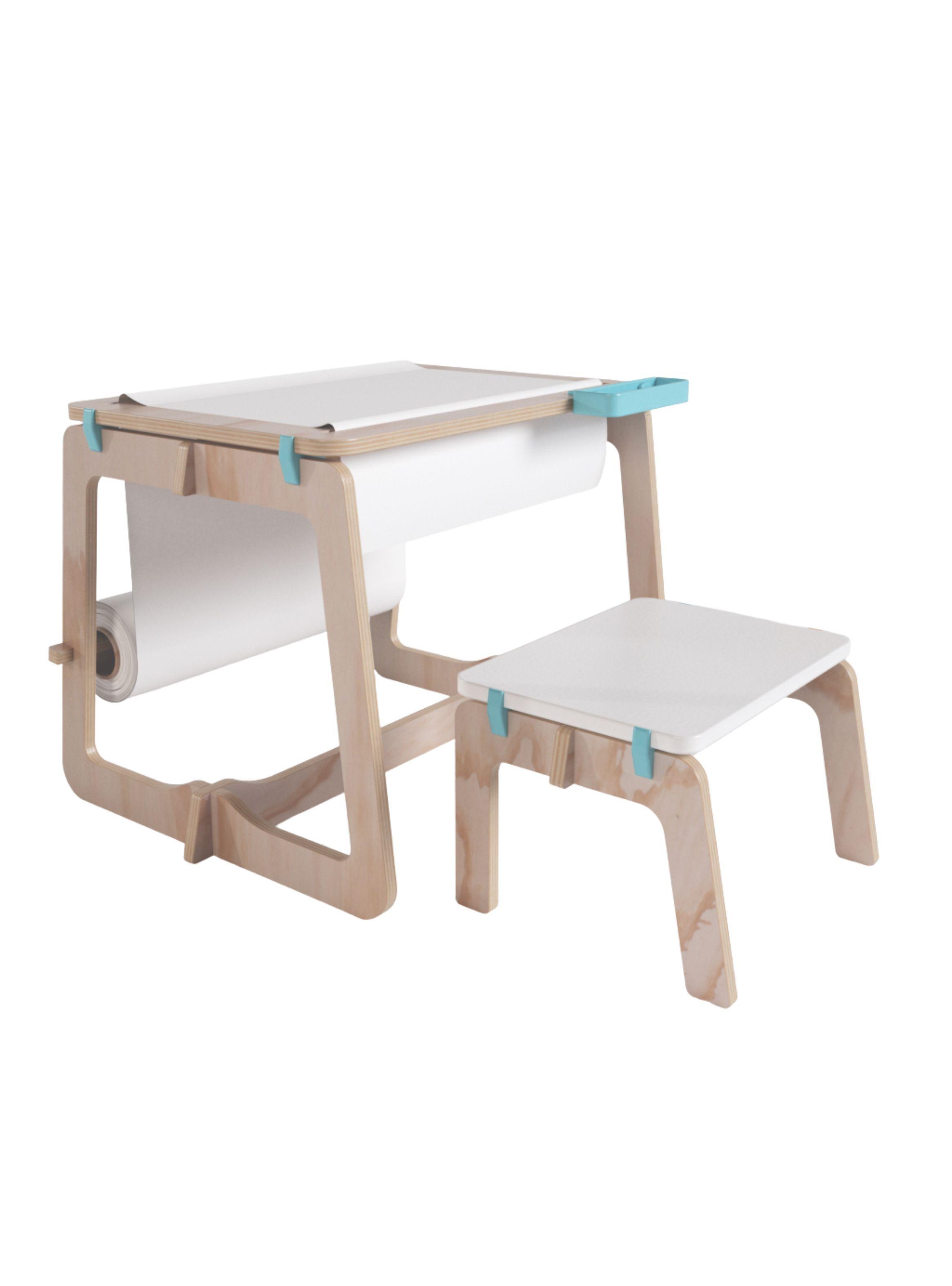 Mesa de Dibujo Infantil de Madera – Con Rollo de Papel y Porta Lápices-1