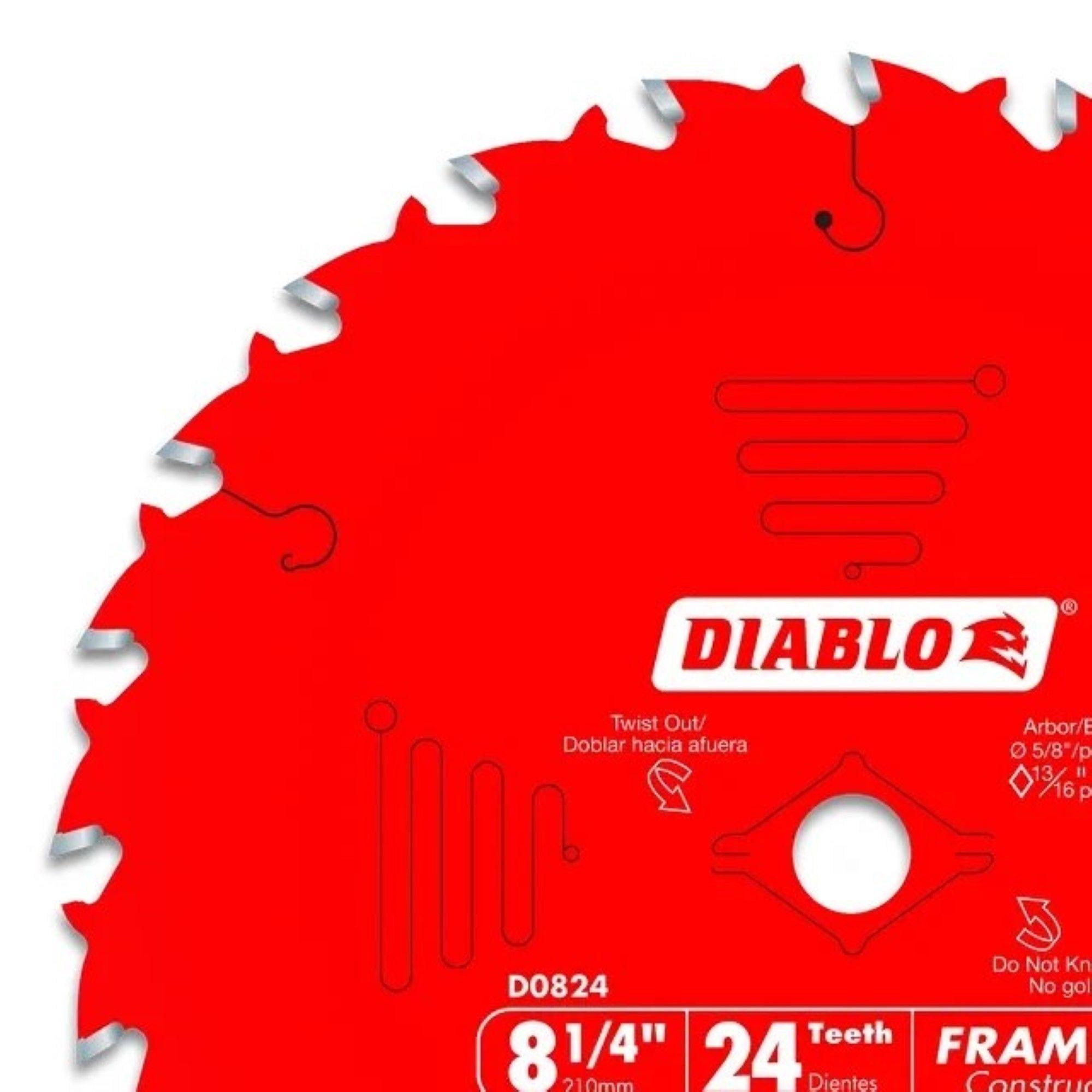 Disco Sierra 8-1/4 24 Dientes Madera Diablo D0824X-2