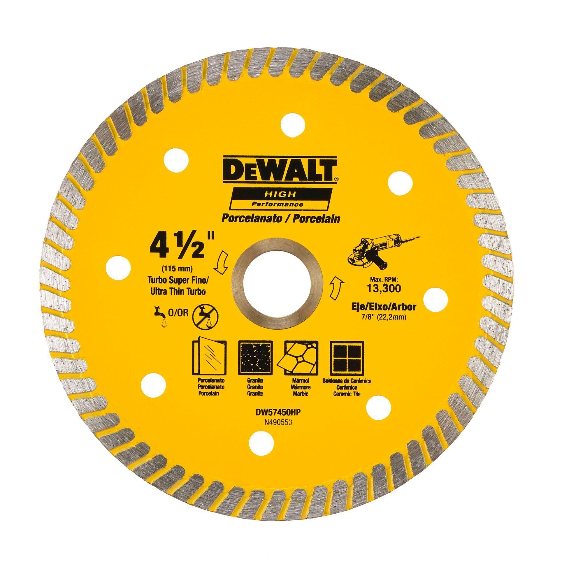 Disco Diamantado Ranurado 4-1/2” Super Fino Dewalt DW57450HP-1