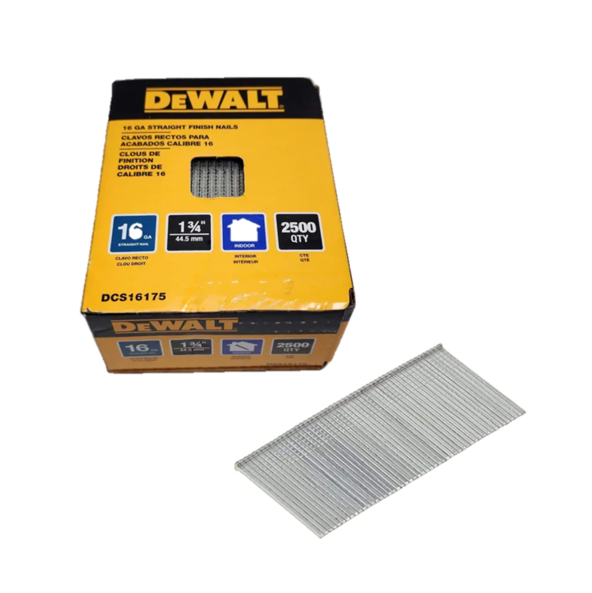 Caja 2500 clavos rectos 16GA 1-3/4 DEWALT DCS16175-0