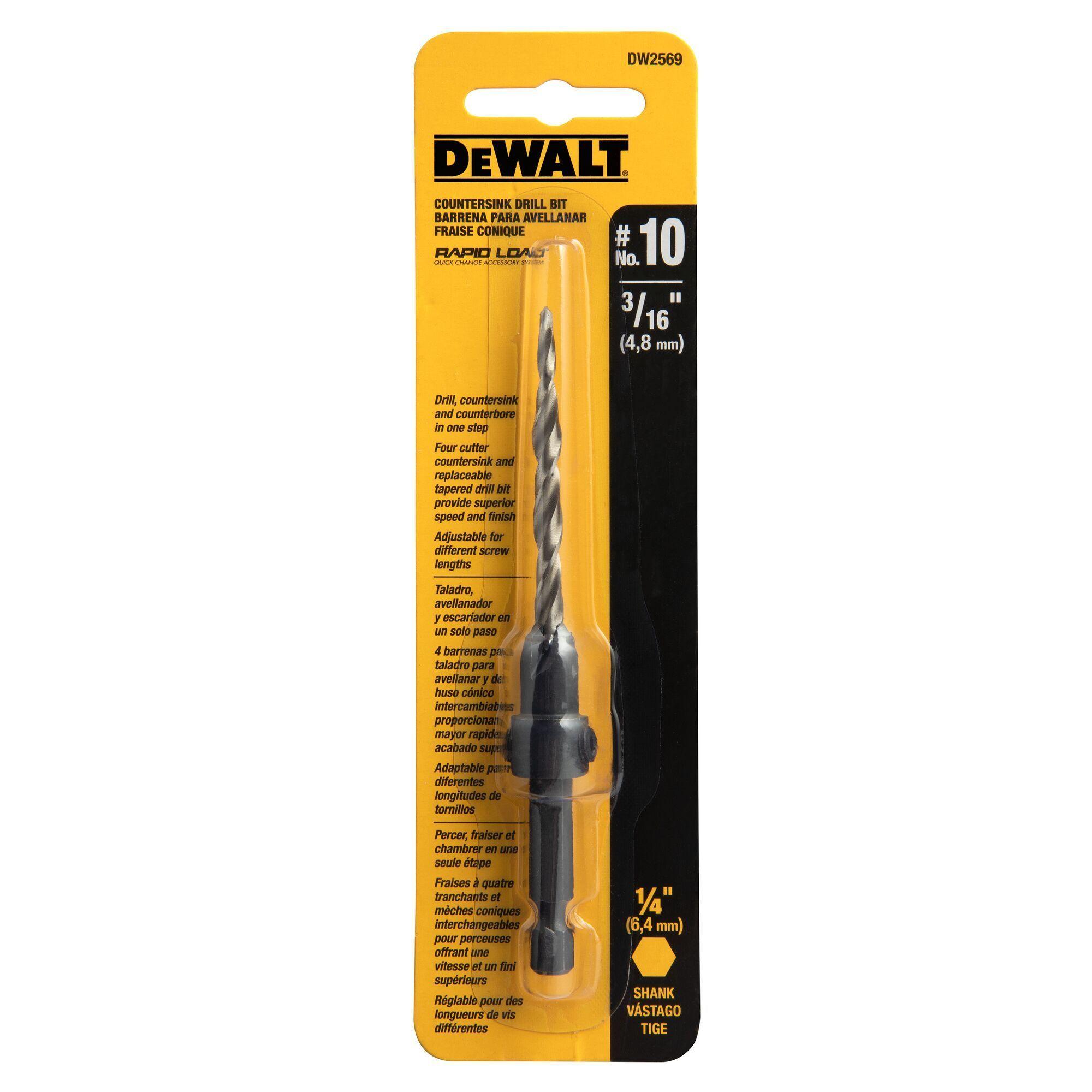 Set 5 brocas avellanadoras #10 DEWALT DW2569-Z-0