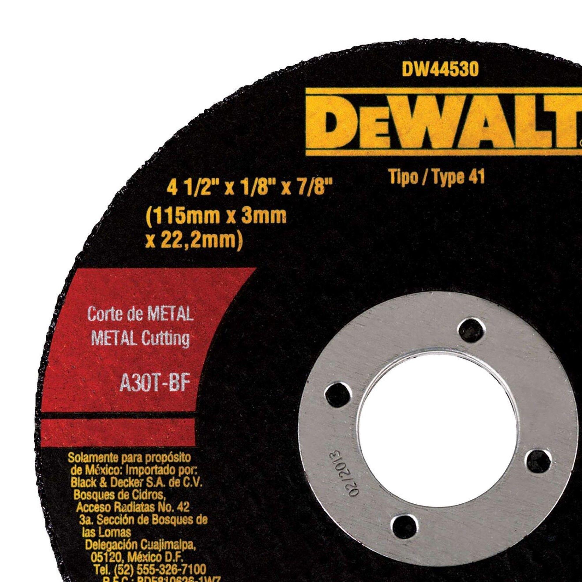 Disco abrasivo corte metal DEWALT DW44530-1