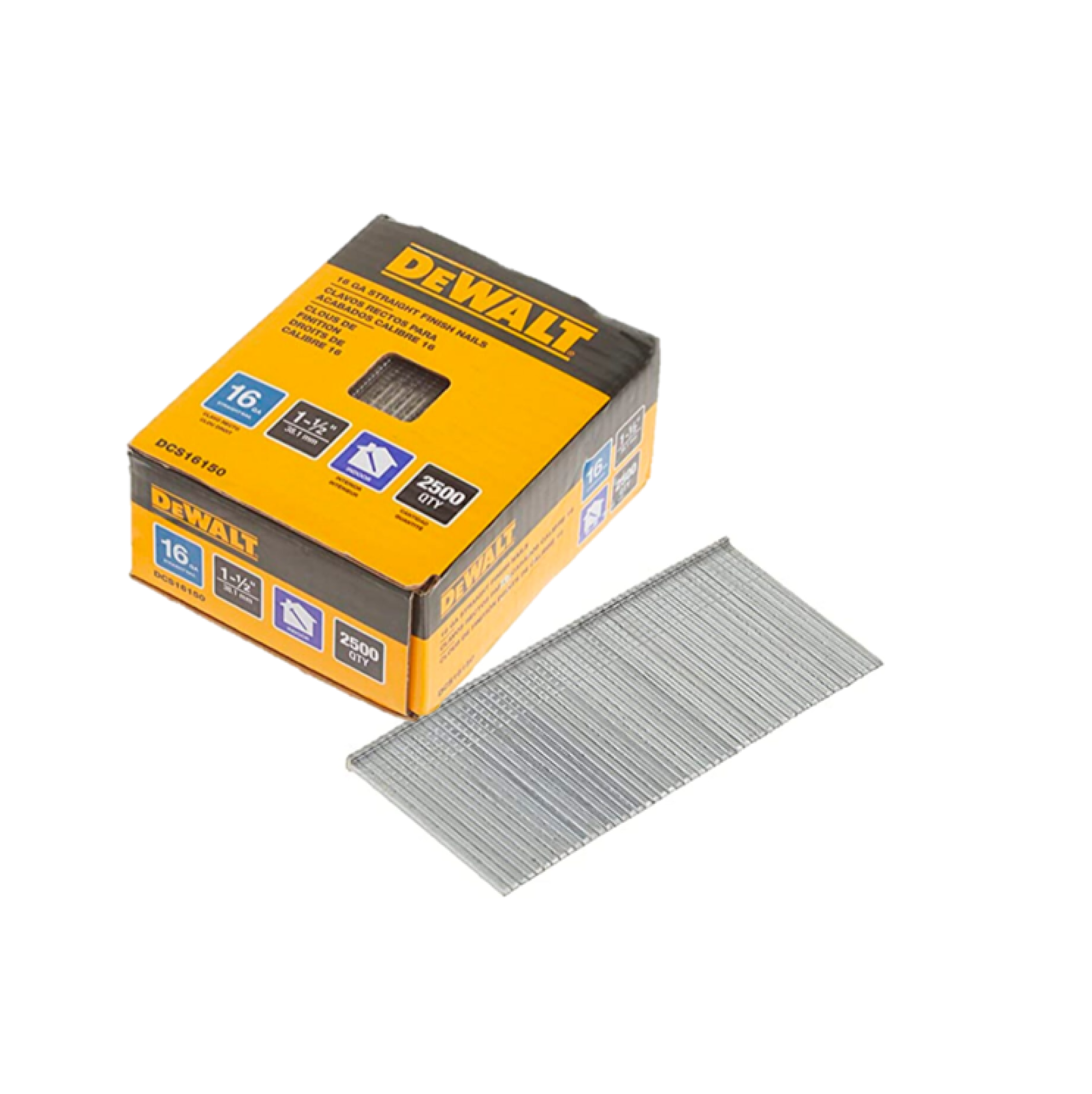 Caja 2500 clavos rectos 16GA 1-1/2 DEWALT DCS16150-3