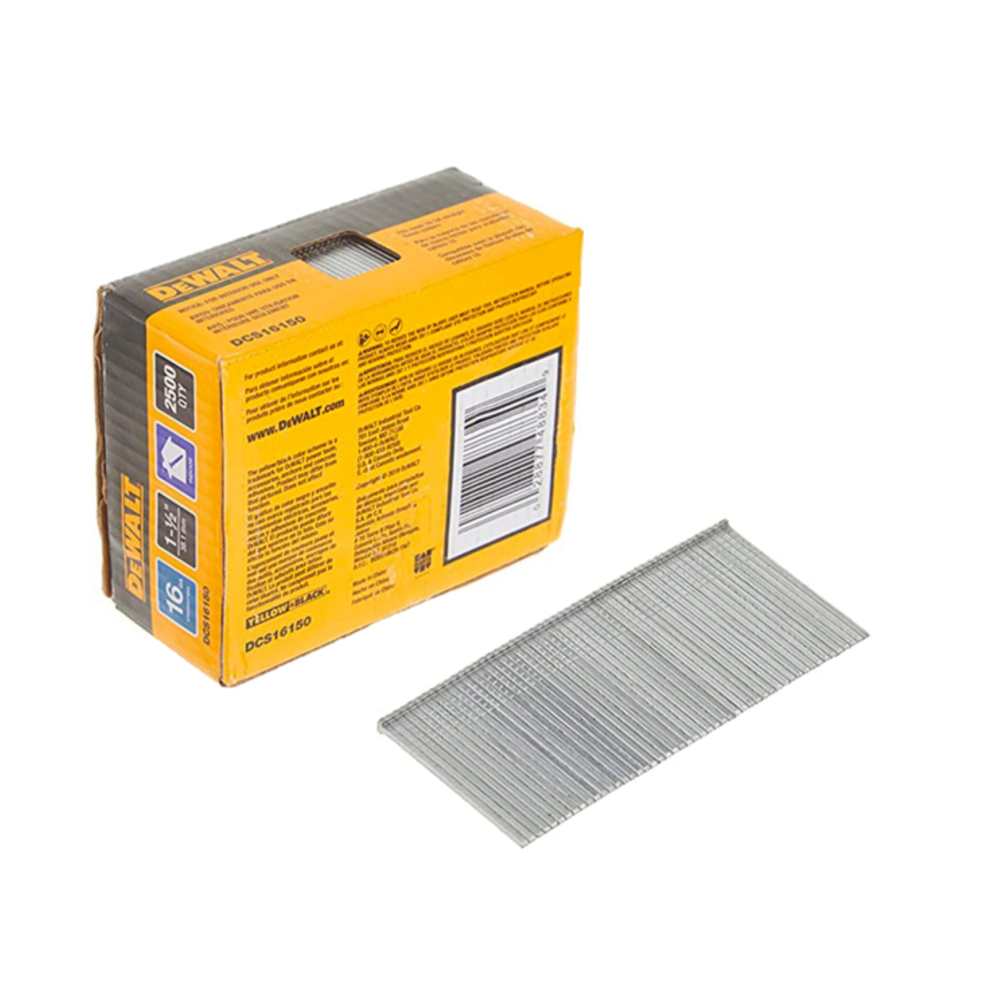 Caja 2500 clavos rectos 16GA 1-1/2 DEWALT DCS16150-4