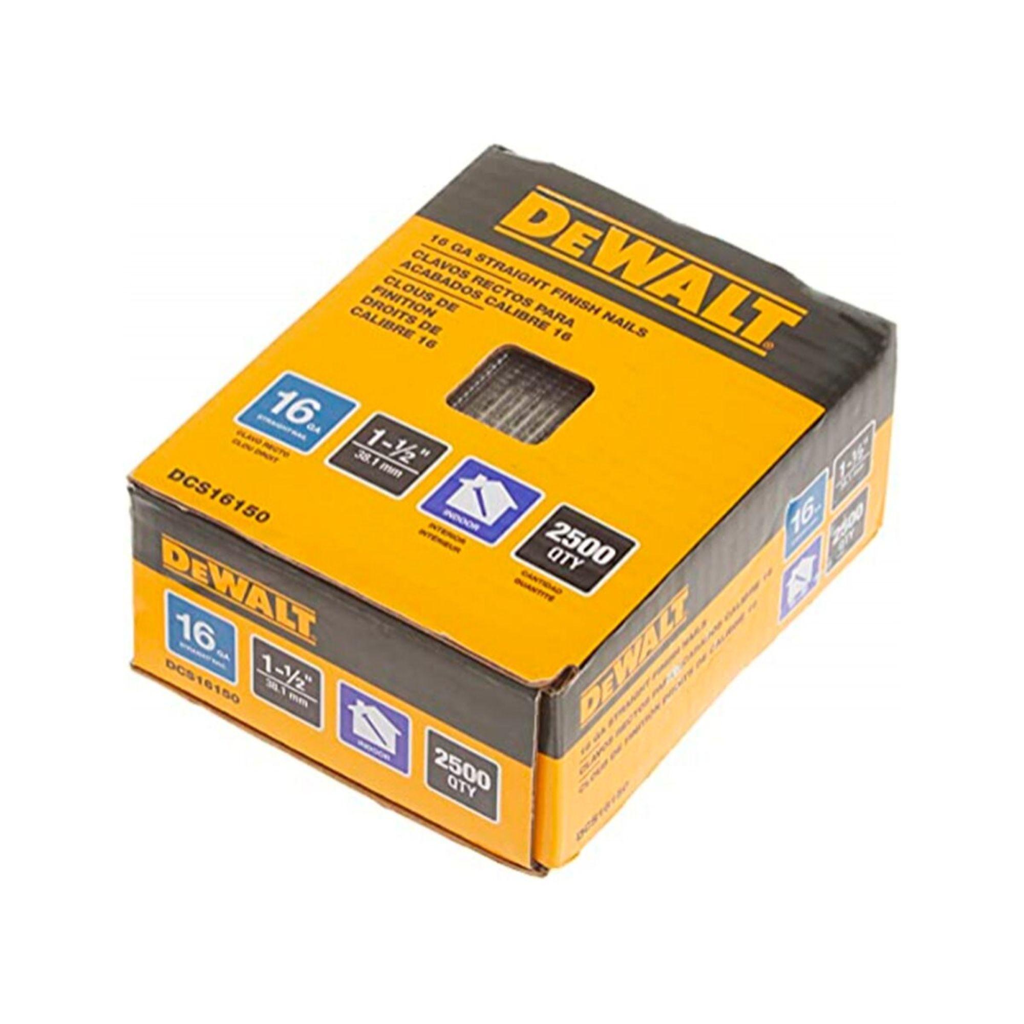 Caja 2500 clavos rectos 16GA 1-1/2 DEWALT DCS16150-0