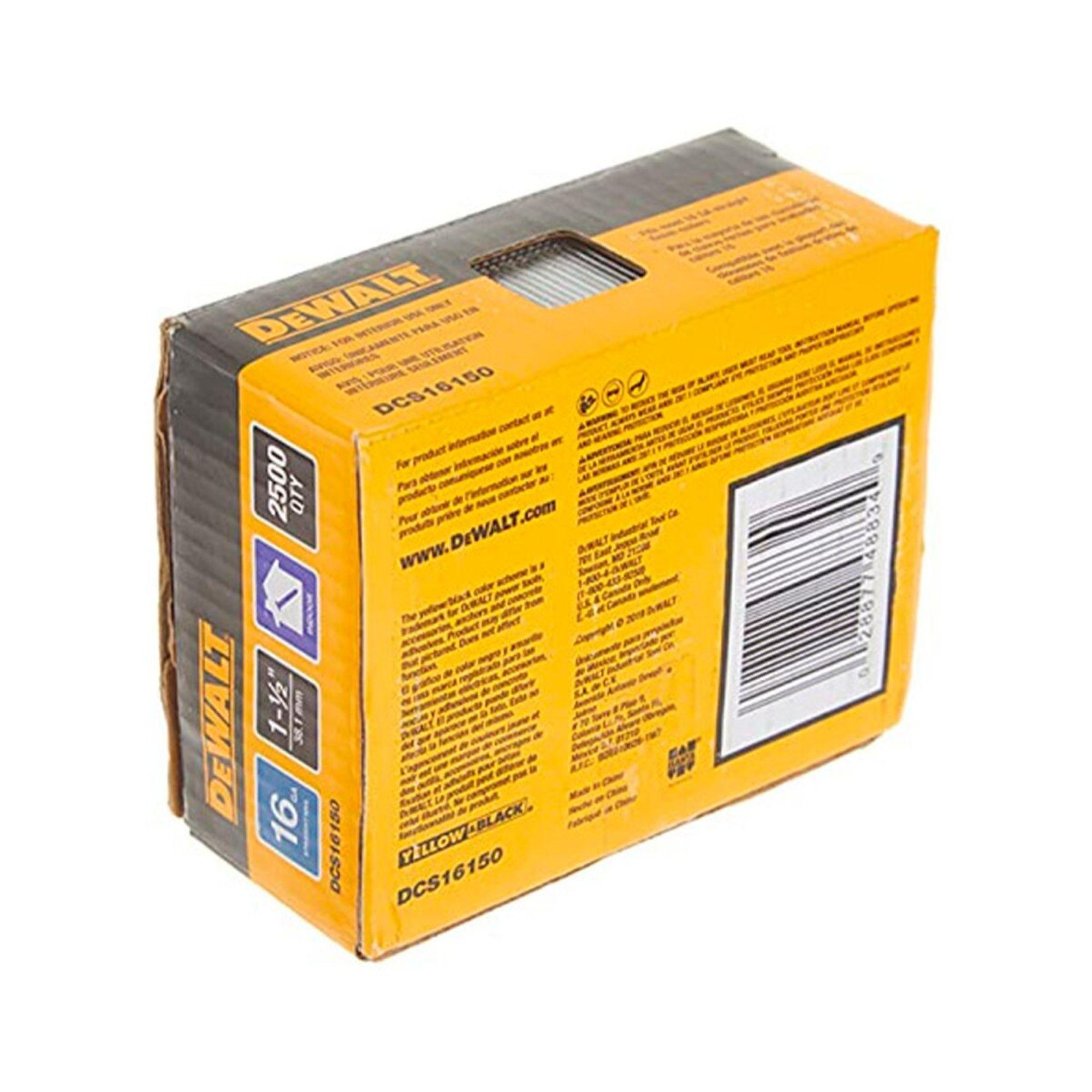 Caja 2500 clavos rectos 16GA 1-1/2 DEWALT DCS16150-2