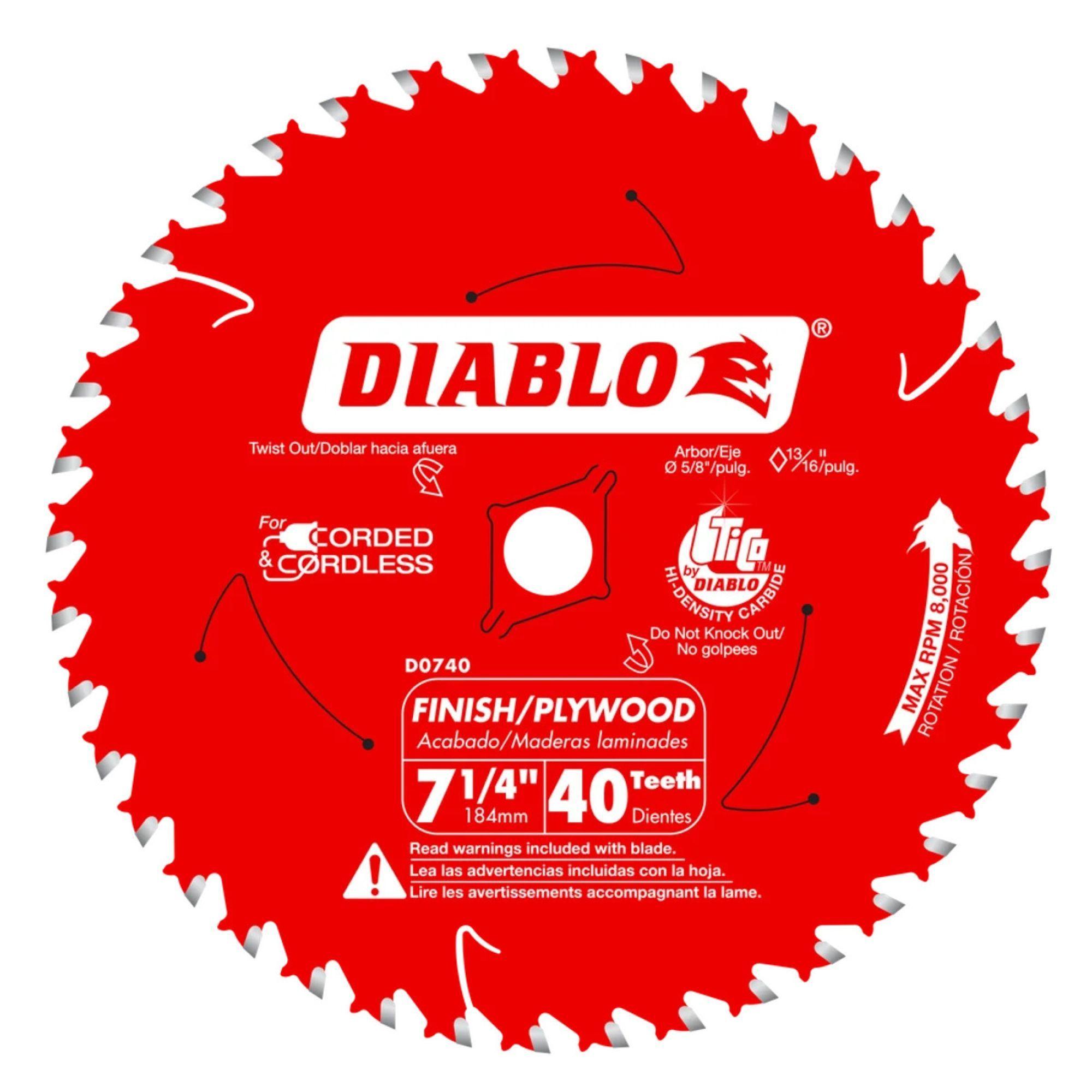 Disco Sierra Circular 7 ¼ 40Dientes Madera Diablo D0740-0