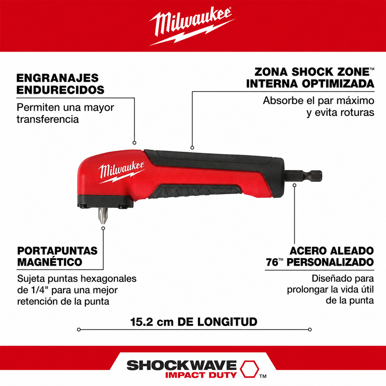 Adaptador Angular Milwaukee SHOCKWAVE 48-32-2390-2