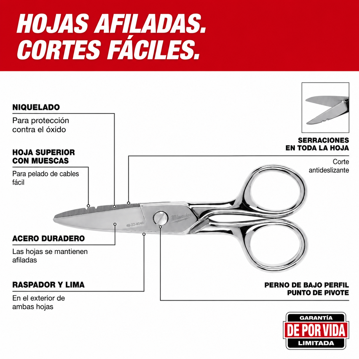 Tijeras de Electricista Milwaukee 48-22-4048-2