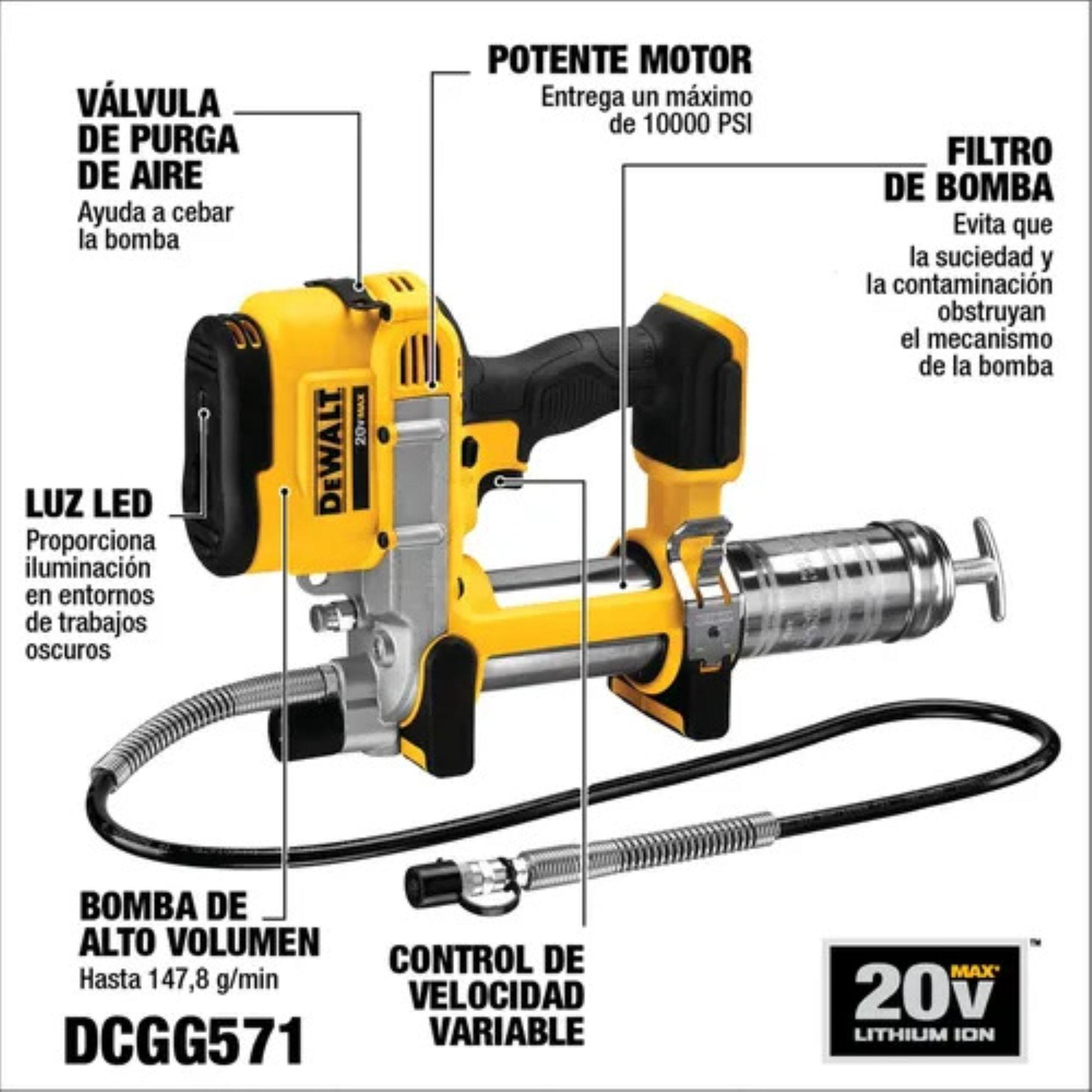 Pistola Engrasadora 20V Sin Batería DCGG571B-2