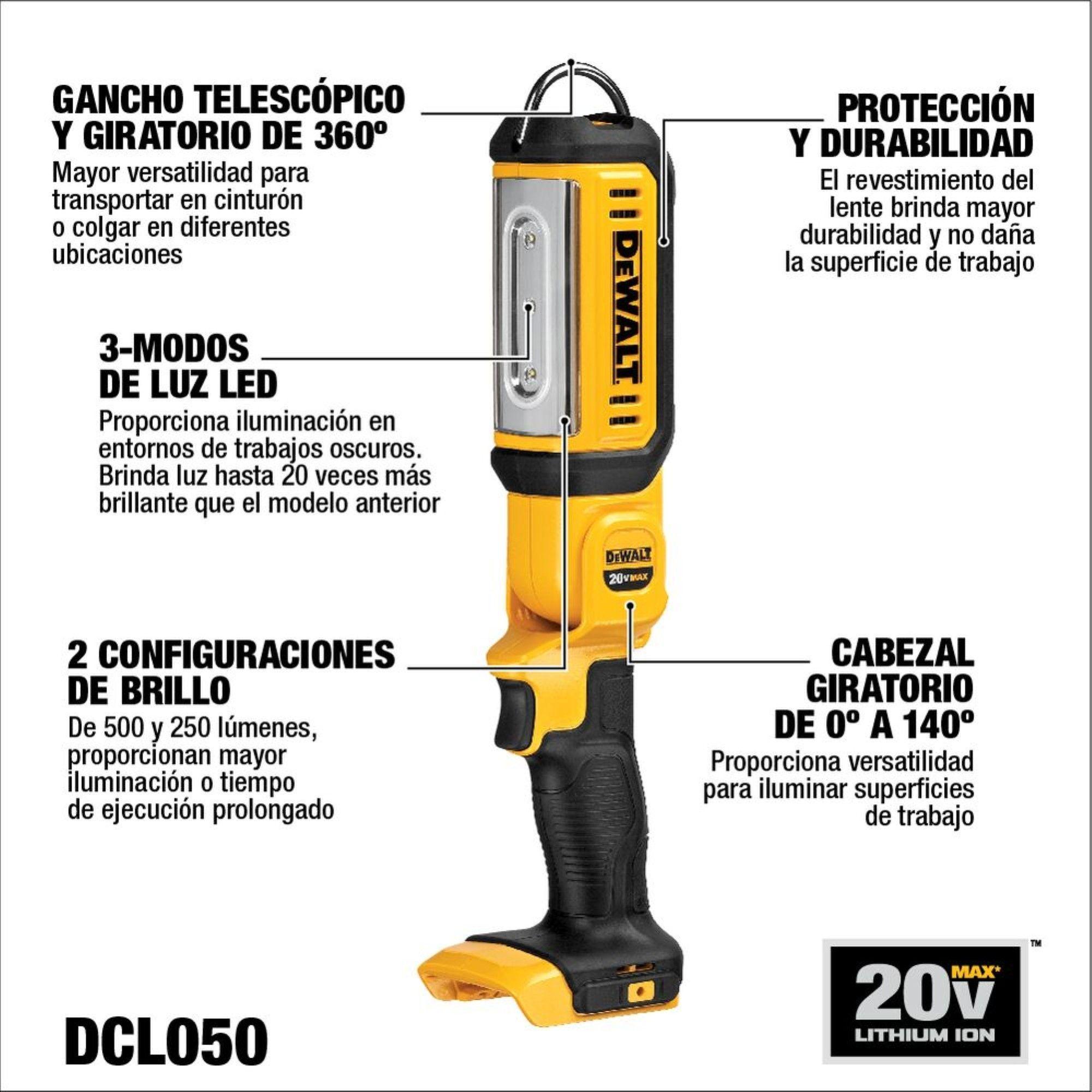 Luz Led portátil para trabajo 20V Sin Batería DCL050-3
