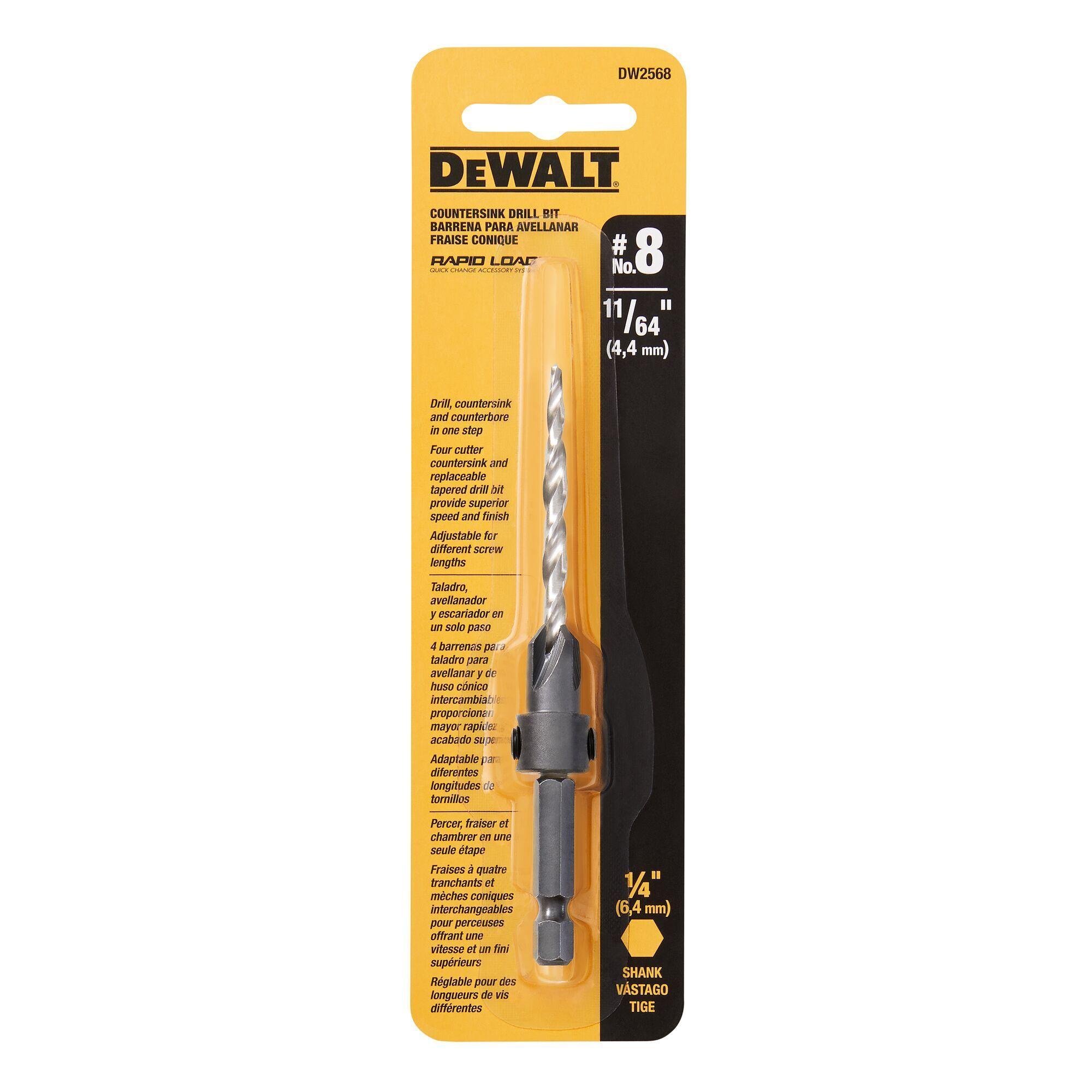 Set 5 brocas avellanadoras #8 DEWALT DW2568-Z-3