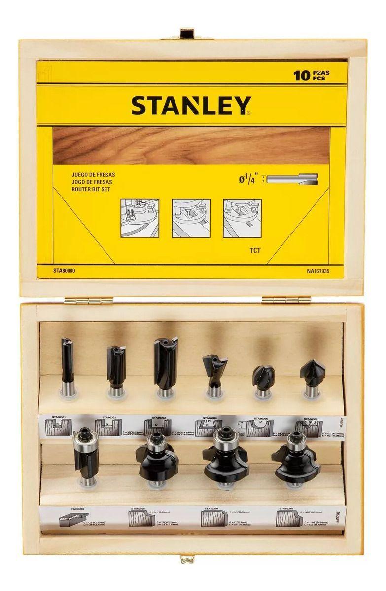 Set 10 fresas vástago 1/4 STANLEY STA80000-2