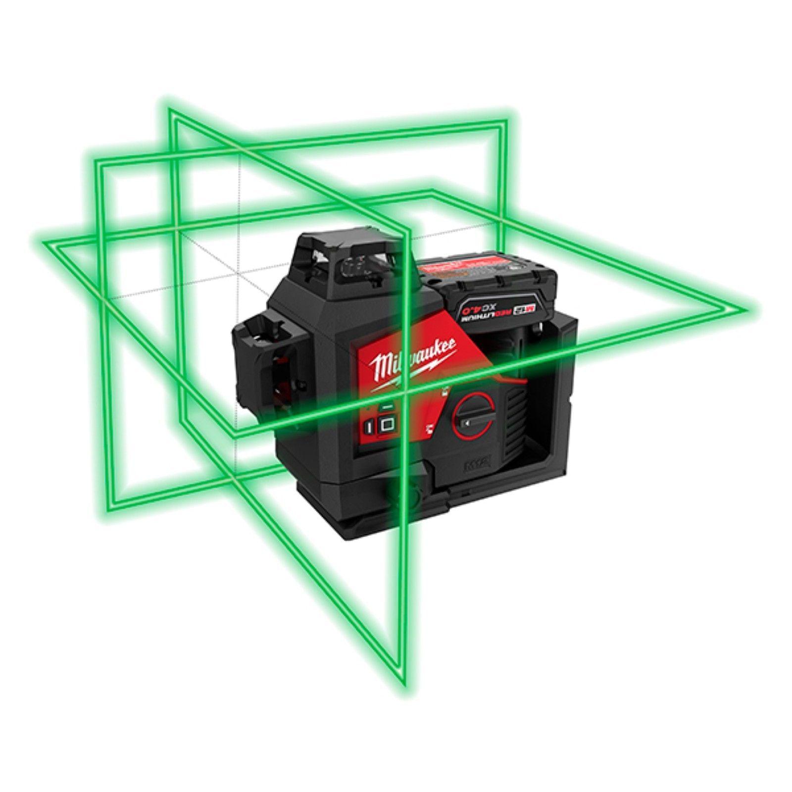 Kit Nivel Láser verde de 3 planos en 360° Milwaukee 3632-21-0
