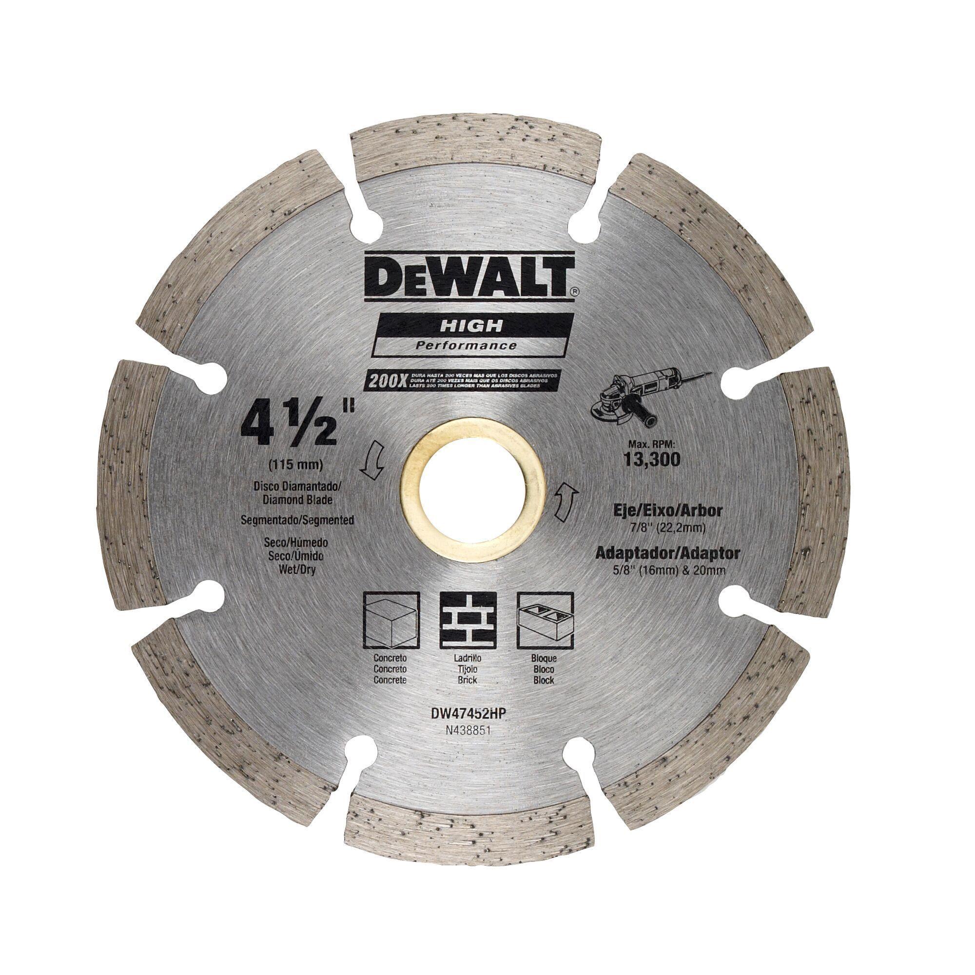 Disco diamantado segmentado 4-1/2 DEWALT DW47452HP-0
