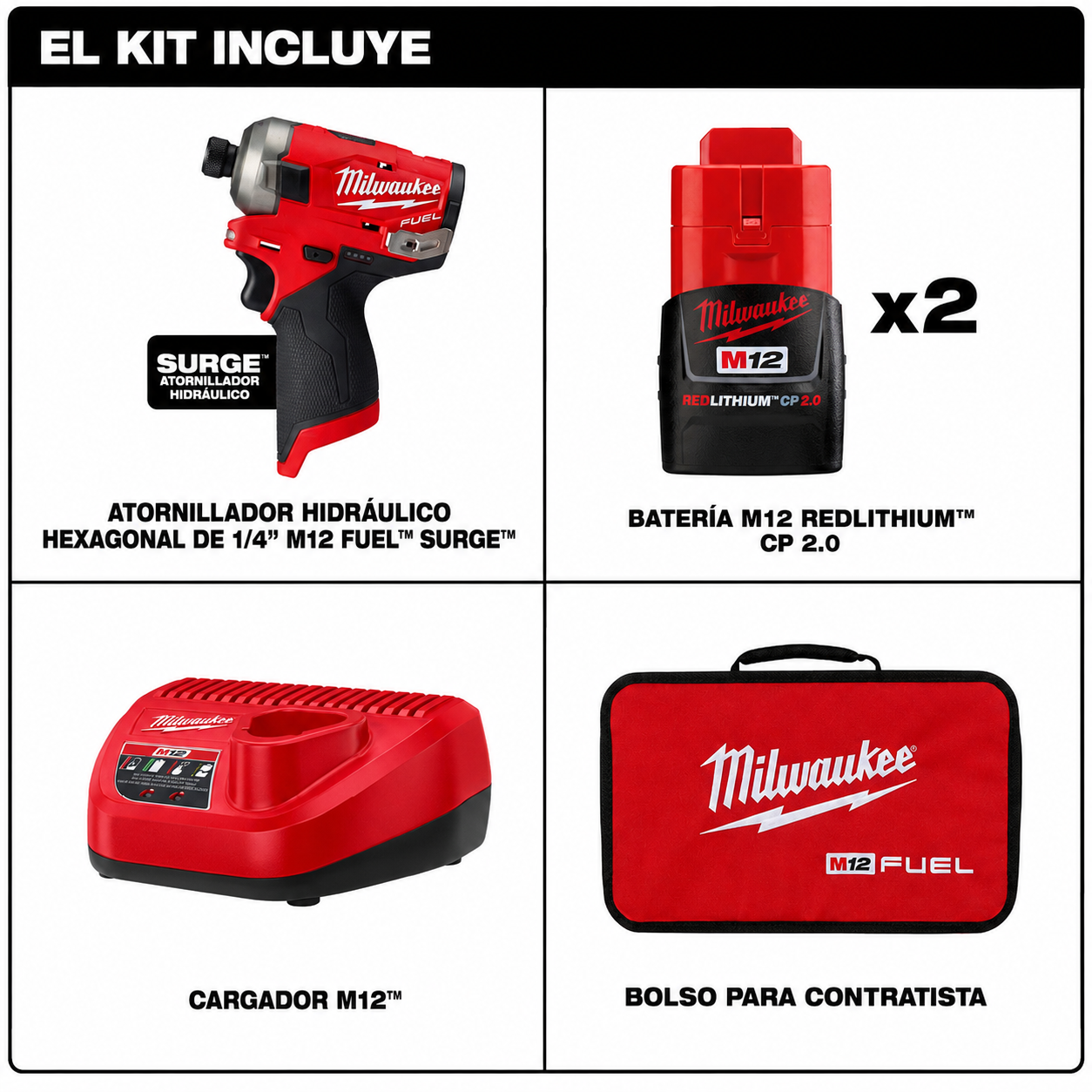 Atornillador de Impacto Hidraulico Milwaukee M12 Surge 2551-22-7