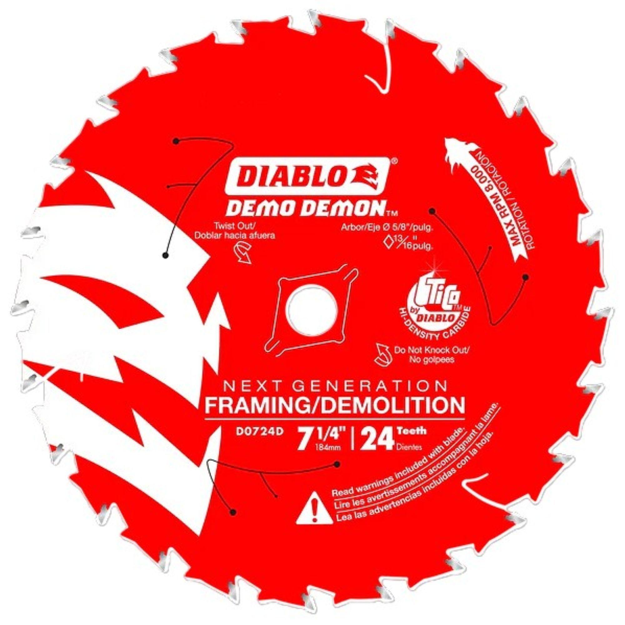 Pack 2 Discos 7 ¼ 24 Dientes Madera y Clavos Diablo-1