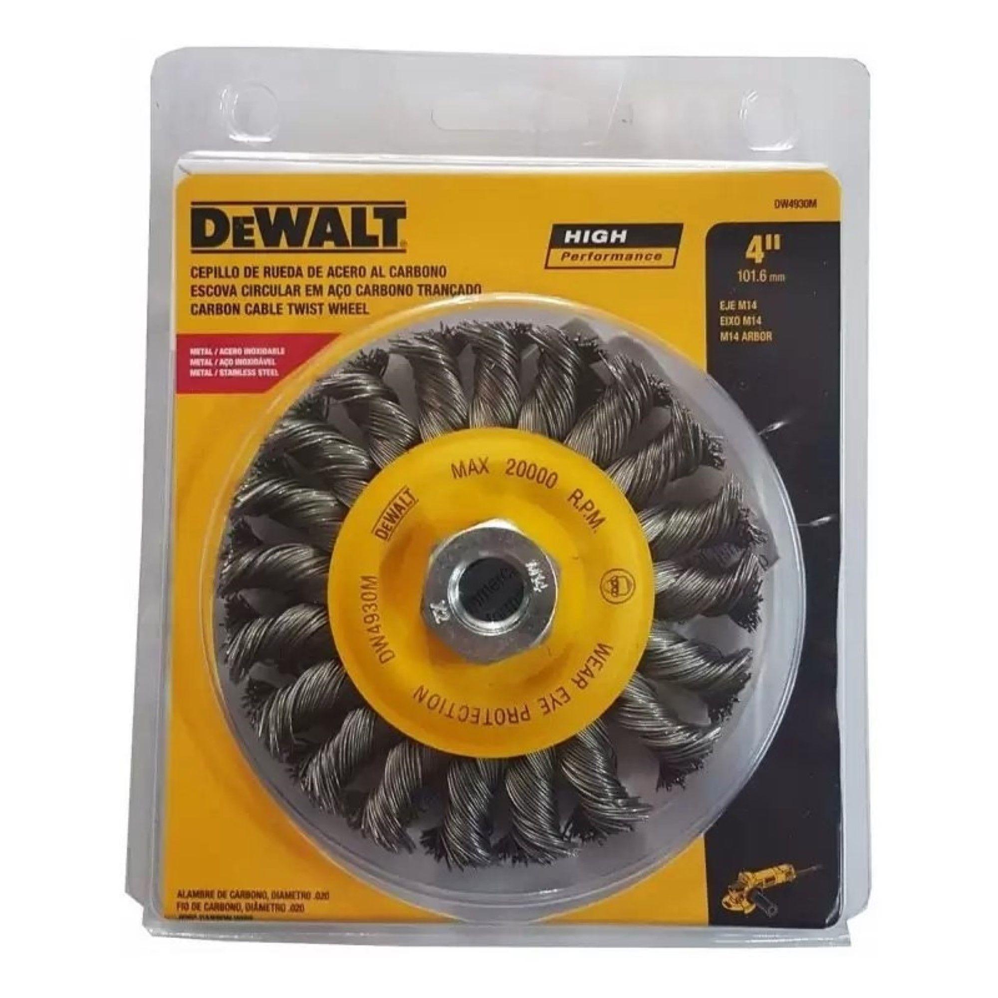 Grata Rueda Trenzada 4” Eje M14 Dewalt DW4930M-0