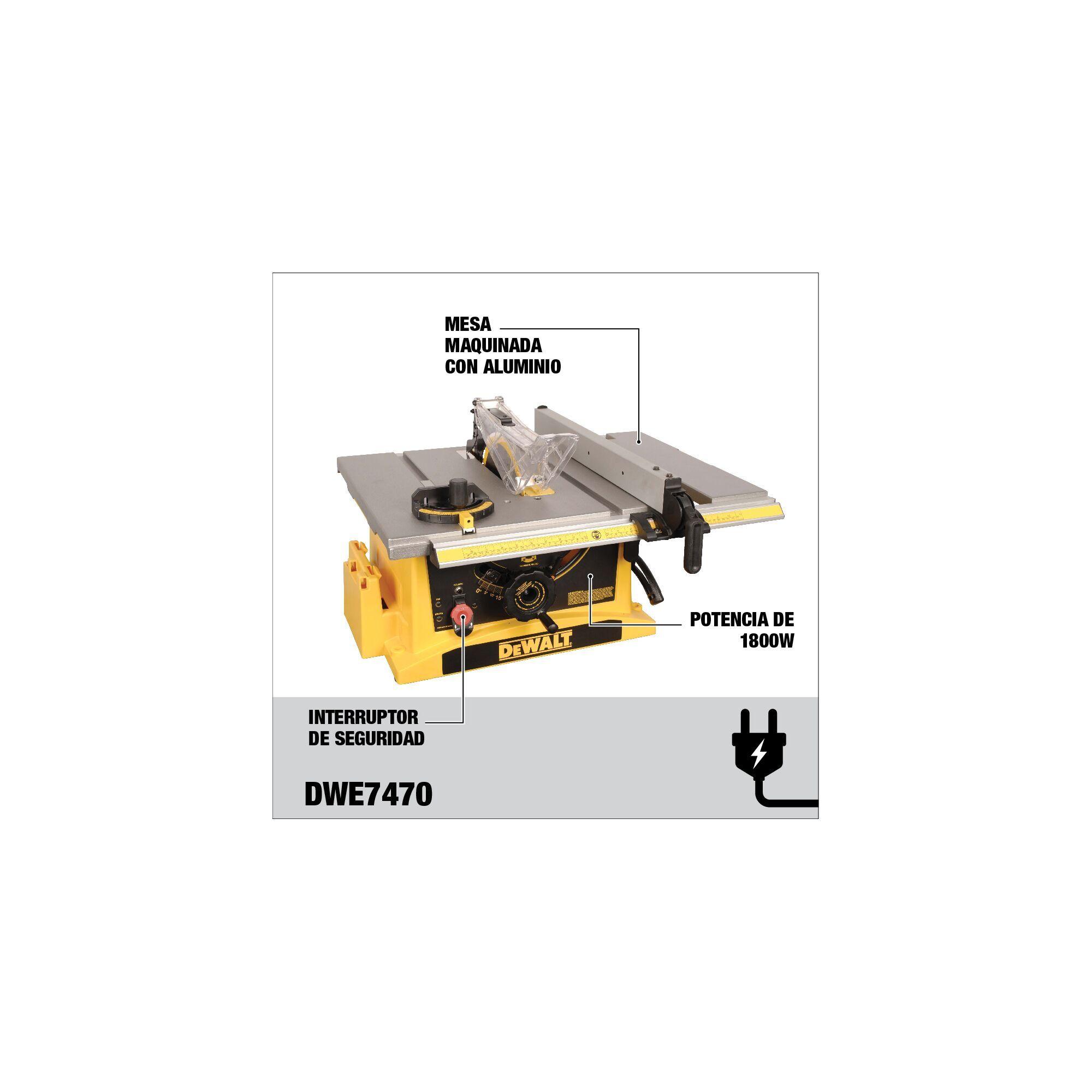 Sierra de mesa 10 1800W DEWALT DWE7470-B2C-4