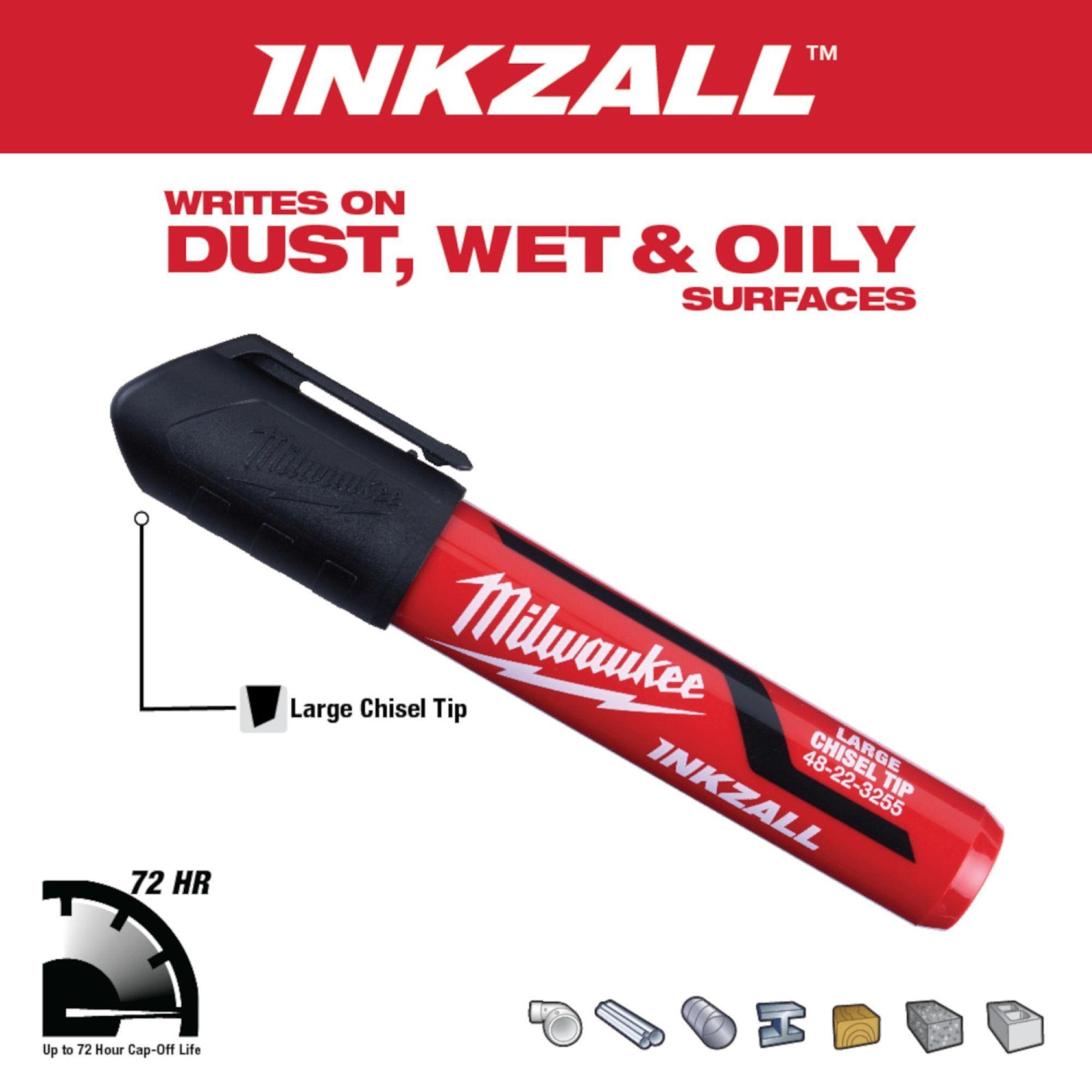 Pack 3 Marcadores Negro Punta Biselada Milwaukee 48-22-3250-2