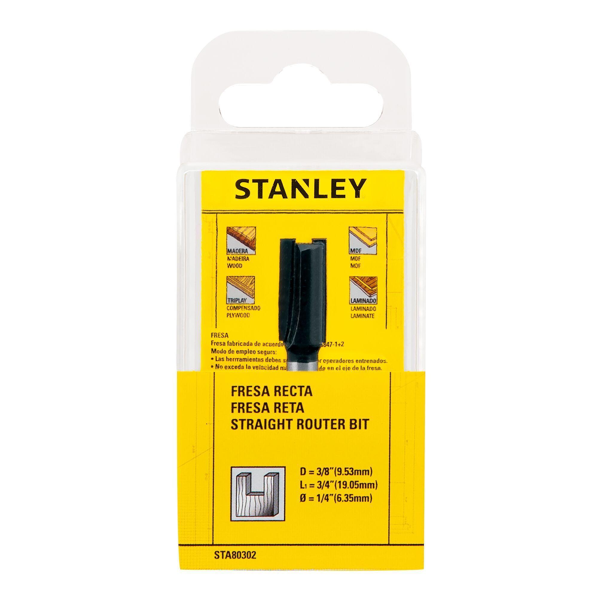 Fresa recta 3/8 vástago 1/4 STANLEY STA80302-0