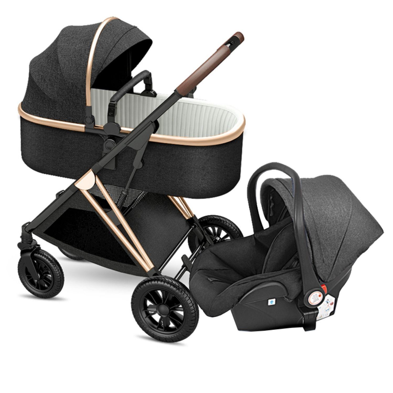Coche cuna con silla nido Hathi - Negro-0