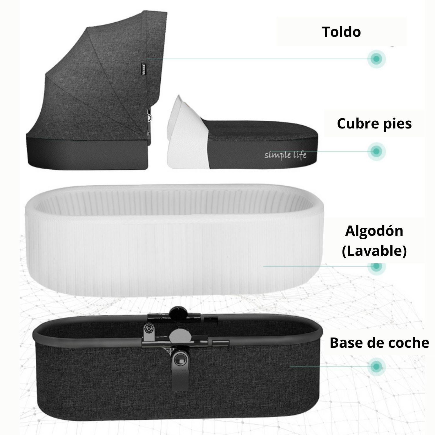 Coche cuna con silla nido Hathi - Negro-3