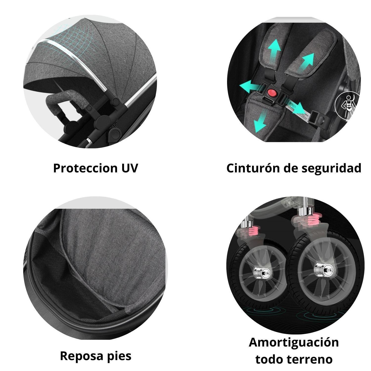 Coche cuna con silla nido Hathi - Negro-5