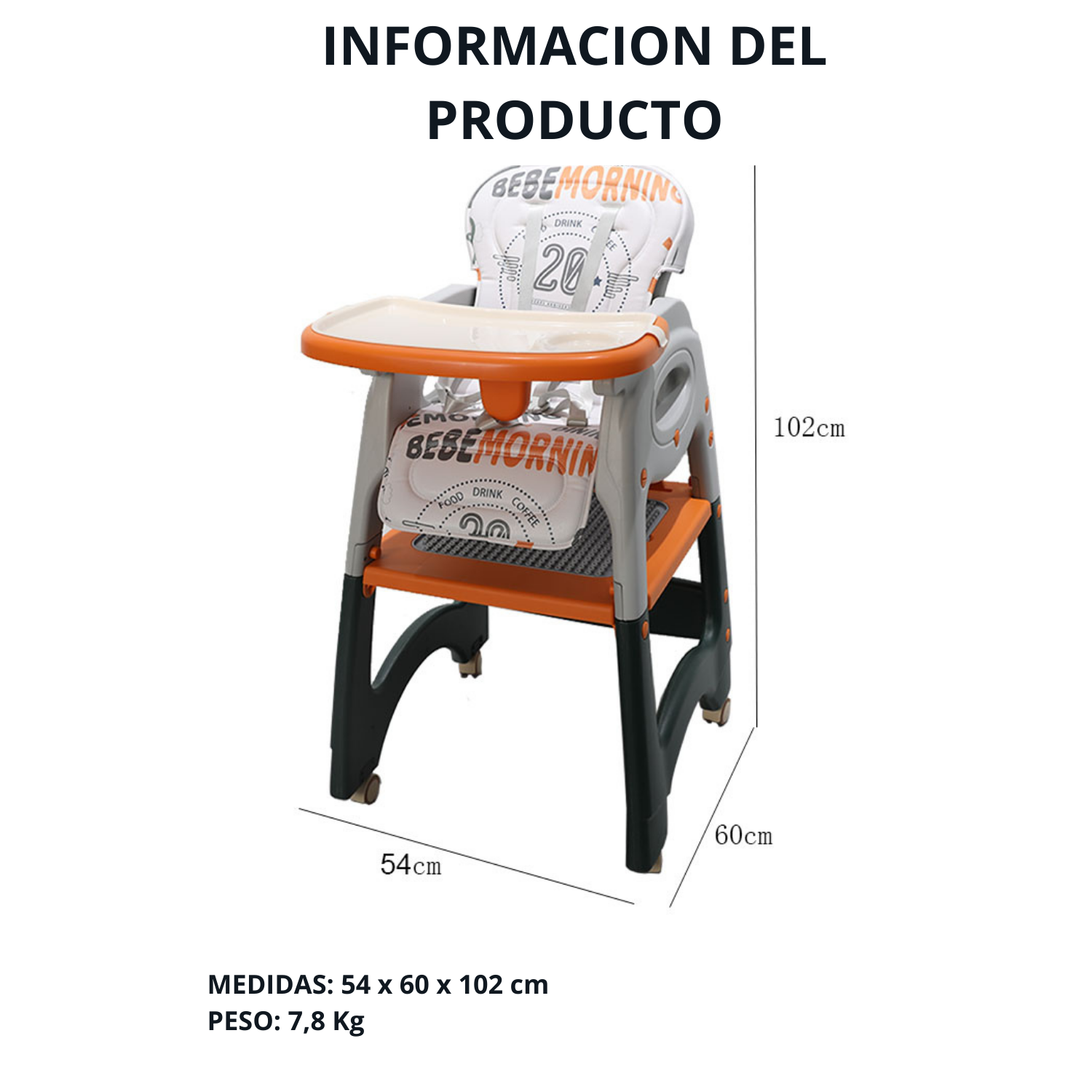 Silla de comer 3 en 1 multifunciones Baby elephant-3