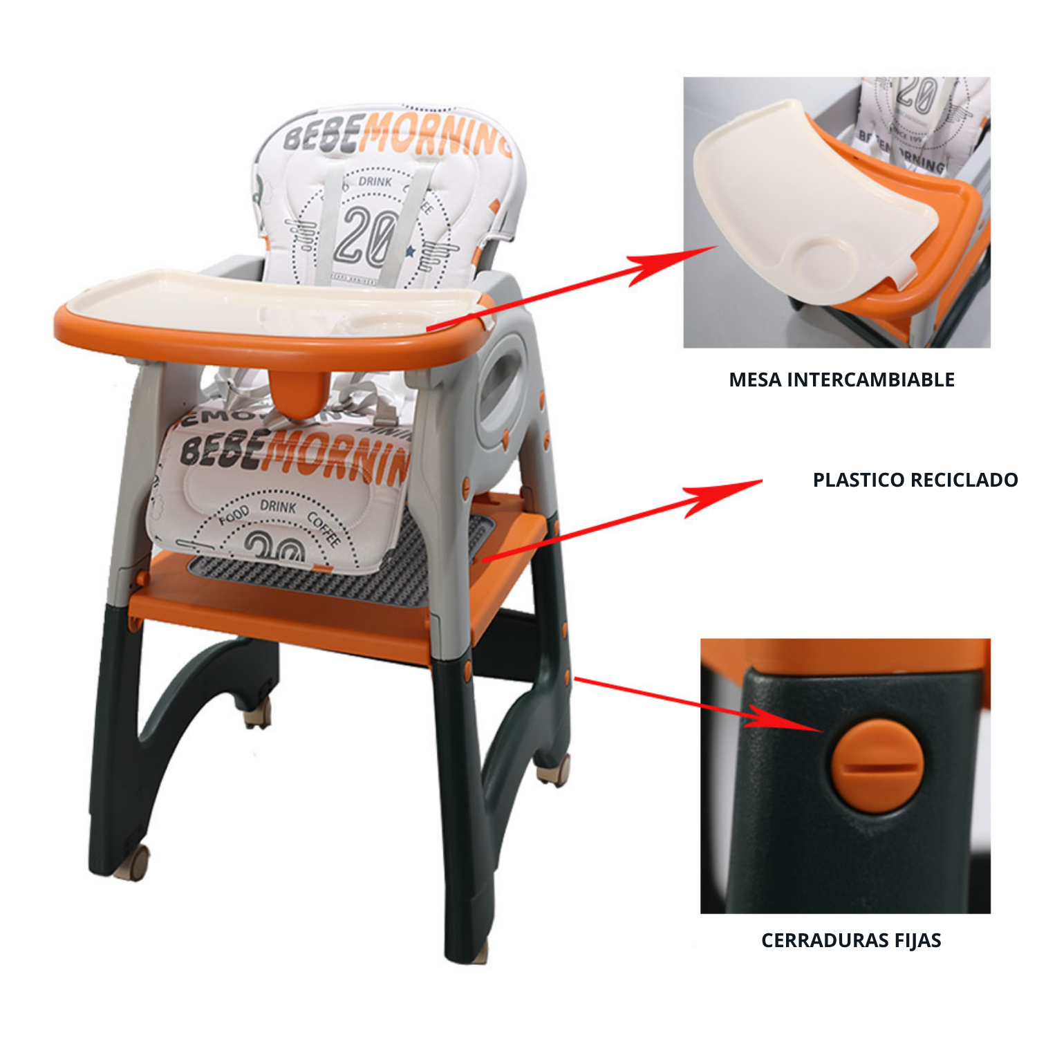Silla de comer 3 en 1 multifunciones Baby elephant-5