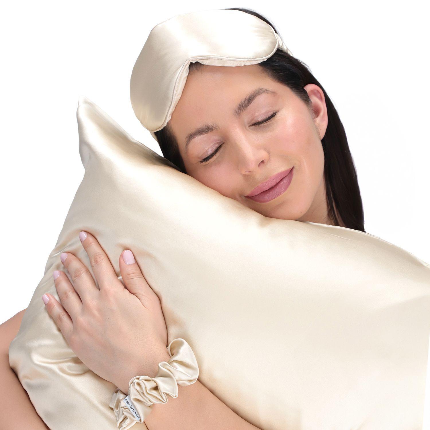 Funda de Almohada de Seda Queen Dorada-3