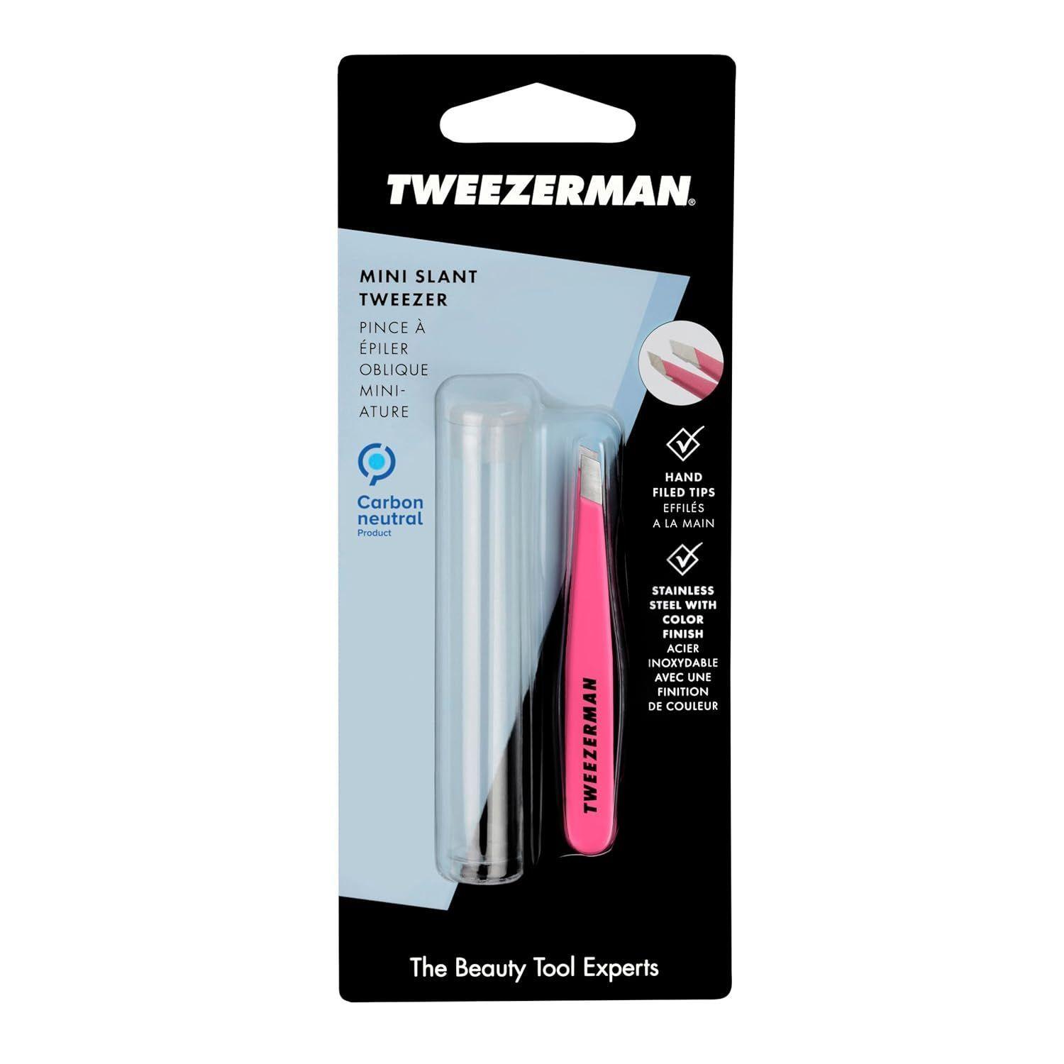  Mini pinzas Tweezerman  inclinadas (rosa neón)-5