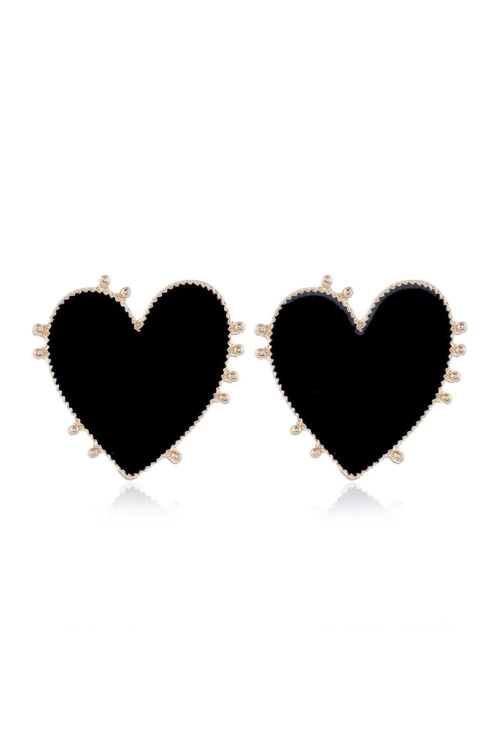 Pack x2 Aros Pendientes Diseño Corazon color Rojo y Negro-2